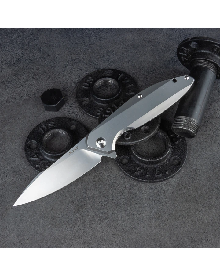 Ніж складаний туристичний Ruike P128-SF, Sandvik 14C28N, сталь, сірий