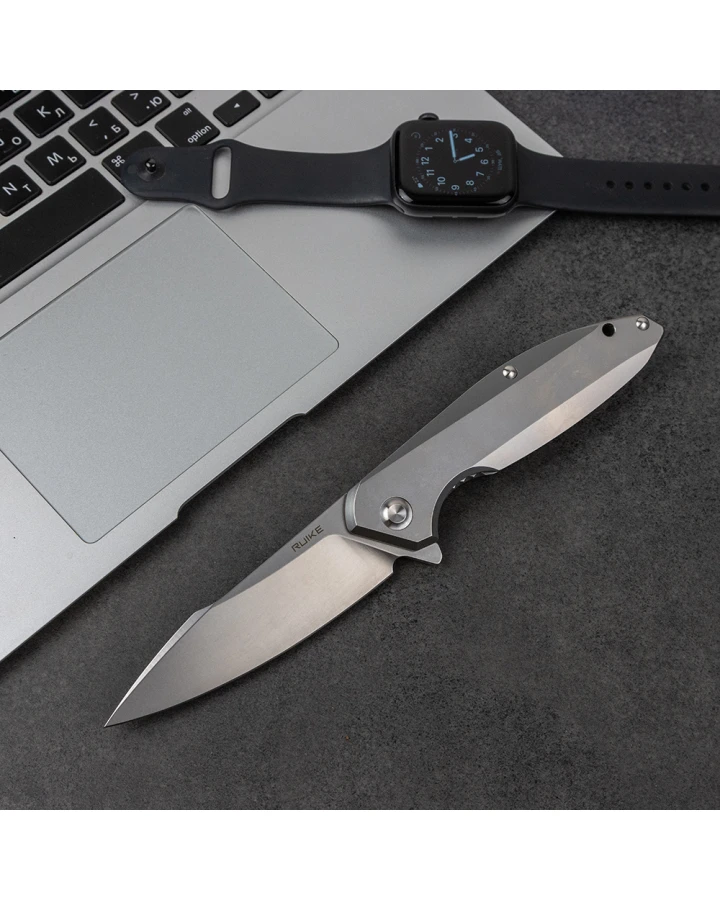 Ніж складаний туристичний Ruike P128-SF, Sandvik 14C28N, сталь, сірий