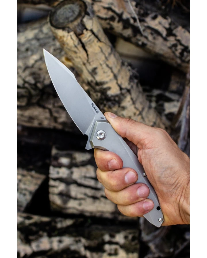 Ніж складаний туристичний Ruike P128-SF, Sandvik 14C28N, сталь, сірий