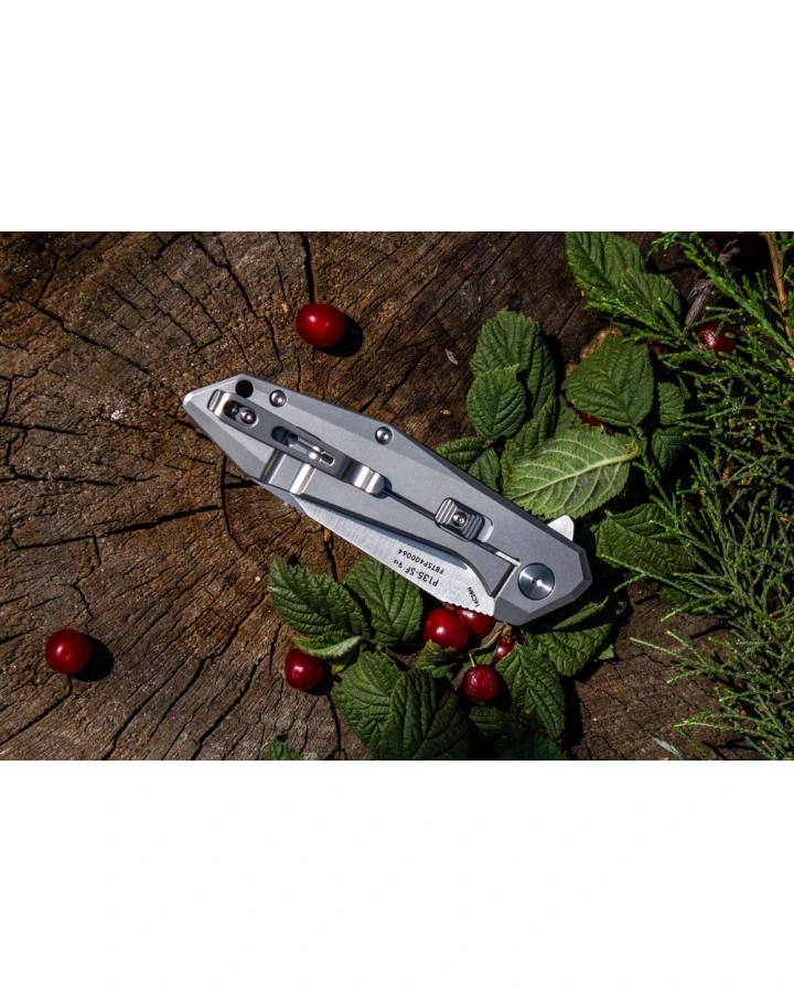 Ніж складаний туристичний Ruike P135-SF, Sandvik 14C28N, сталь, сірий