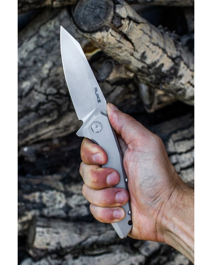 Ніж складаний туристичний Ruike P135-SF, Sandvik 14C28N, сталь, сірий
