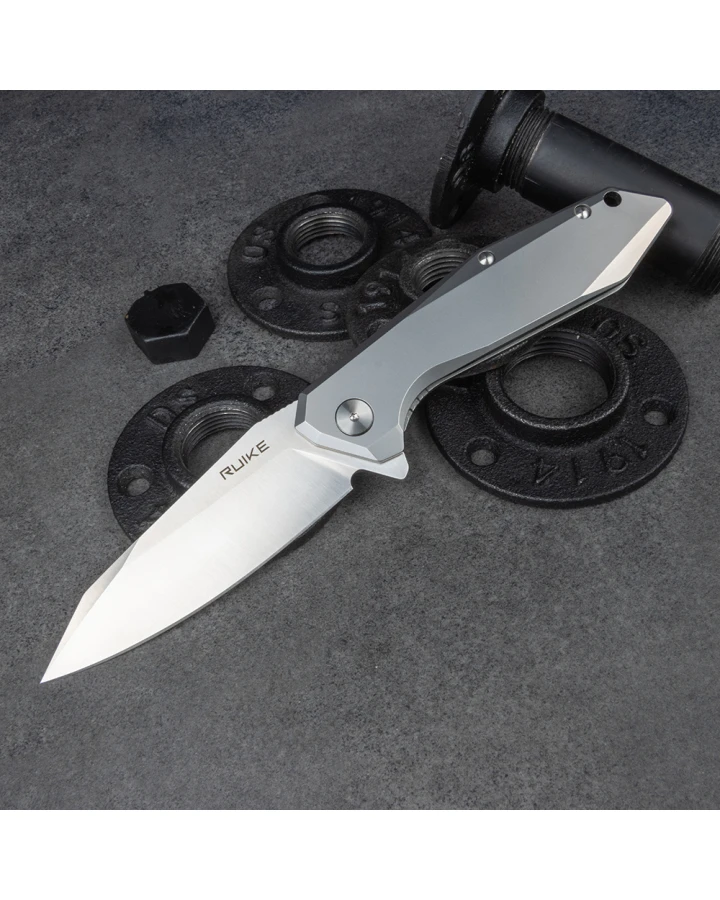 Ніж складаний туристичний Ruike P135-SF, Sandvik 14C28N, сталь, сірий