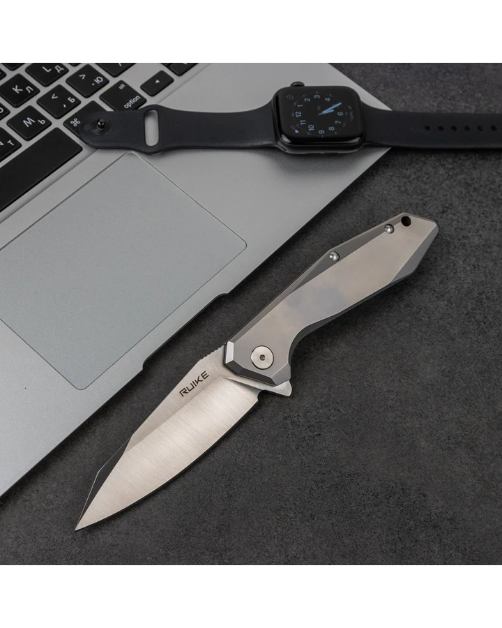 Ніж складаний туристичний Ruike P135-SF, Sandvik 14C28N, сталь, сірий