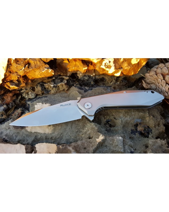 Ніж складаний туристичний Ruike P135-SF, Sandvik 14C28N, сталь, сірий