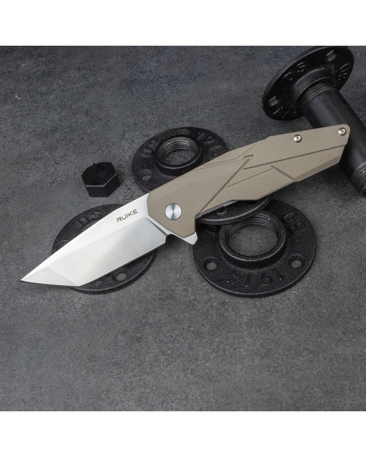 Ніж складаний туристичний Ruike P138-W, Sandvik 14C28N, G10, бежевий