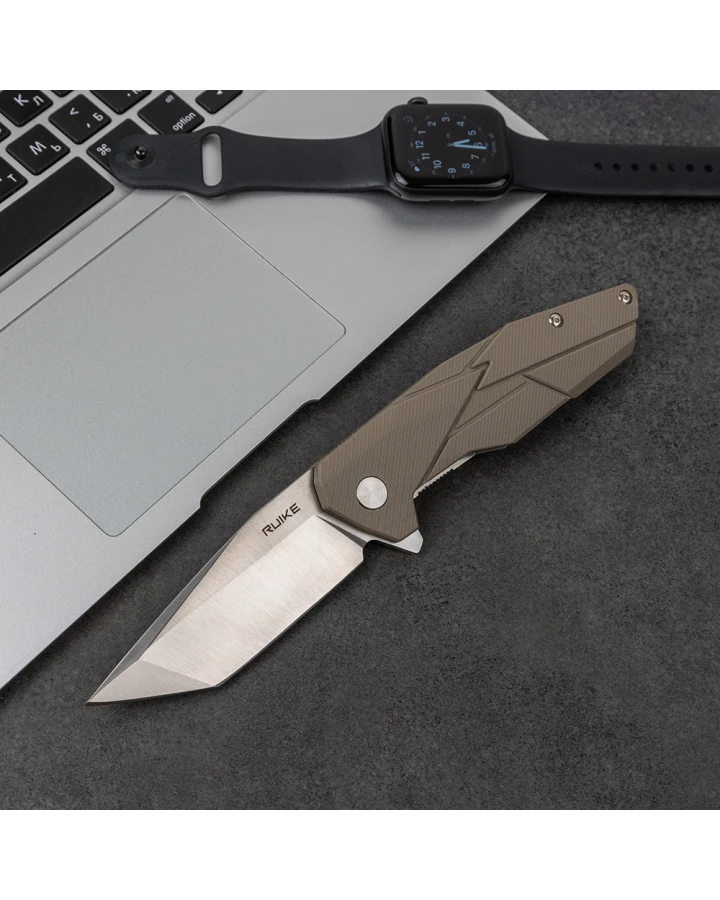 Ніж складаний туристичний Ruike P138-W, Sandvik 14C28N, G10, бежевий