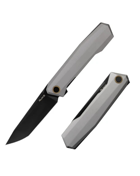 Ніж складаний туристичний Ruike P166-АК P166-AK, Sandvik 14C28N, алюміній, сірий
