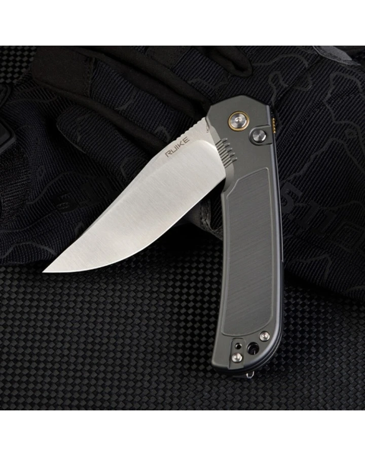 Ніж складаний туристичний Ruike P192-AK, Sandvik 14C28N, алюміній, сірий