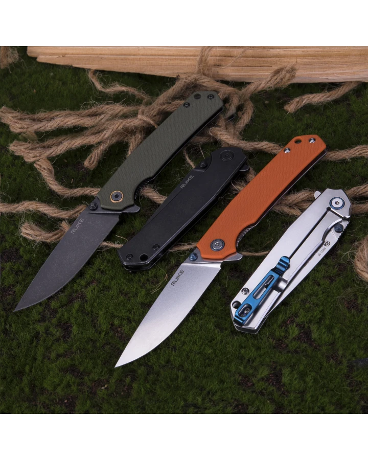 Ніж складаний туристичний Ruike P801-G, Sandvik 14C28N, G10, зелений