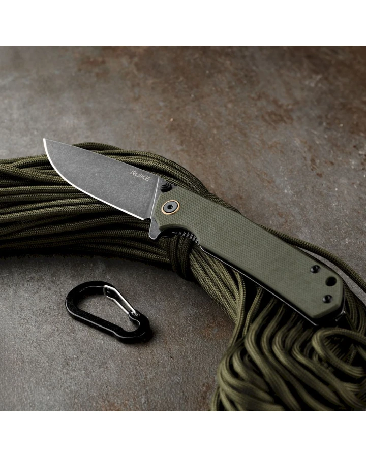 Ніж складаний туристичний Ruike P801-G, Sandvik 14C28N, G10, зелений