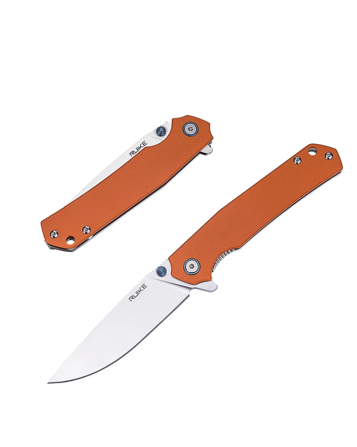 Ніж складаний туристичний Ruike P801-J, Sandvik 14C28N, G10, помаранчевий