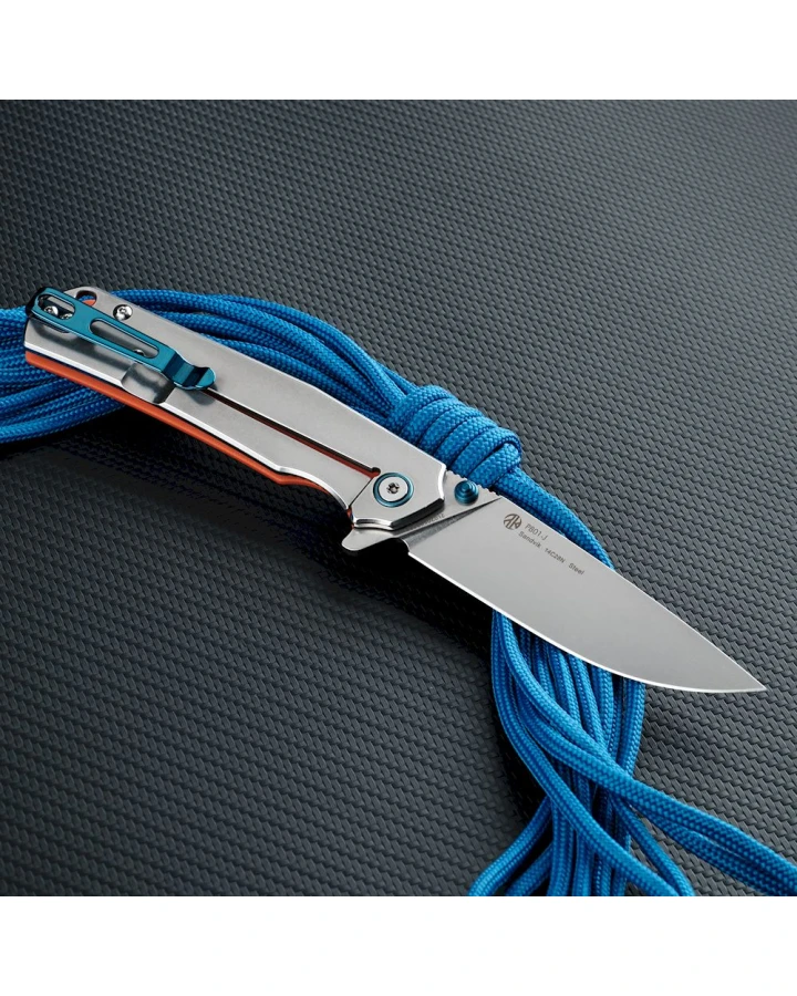 Ніж складаний туристичний Ruike P801-J, Sandvik 14C28N, G10, помаранчевий
