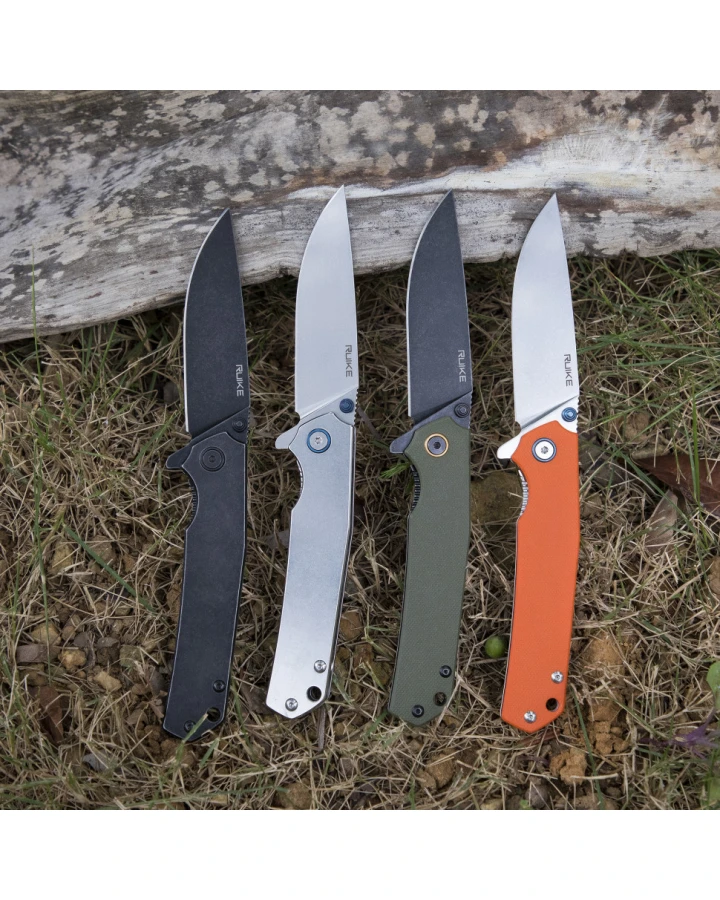 Ніж складаний туристичний Ruike P801-J, Sandvik 14C28N, G10, помаранчевий
