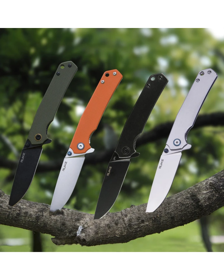 Ніж складаний туристичний Ruike P801-J, Sandvik 14C28N, G10, помаранчевий