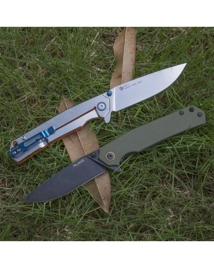 Ніж складаний туристичний Ruike P801-J, Sandvik 14C28N, G10, помаранчевий