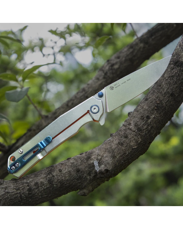 Ніж складаний туристичний Ruike P801-J, Sandvik 14C28N, G10, помаранчевий