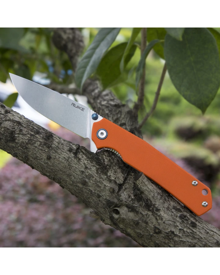 Ніж складаний туристичний Ruike P801-J, Sandvik 14C28N, G10, помаранчевий