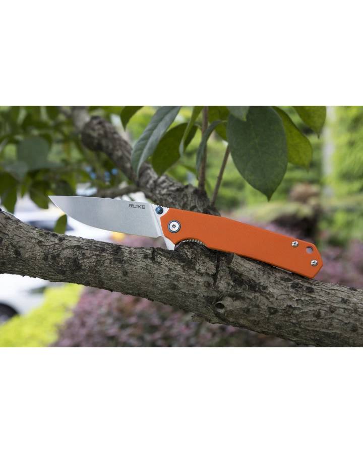 Ніж складаний туристичний Ruike P801-J, Sandvik 14C28N, G10, помаранчевий