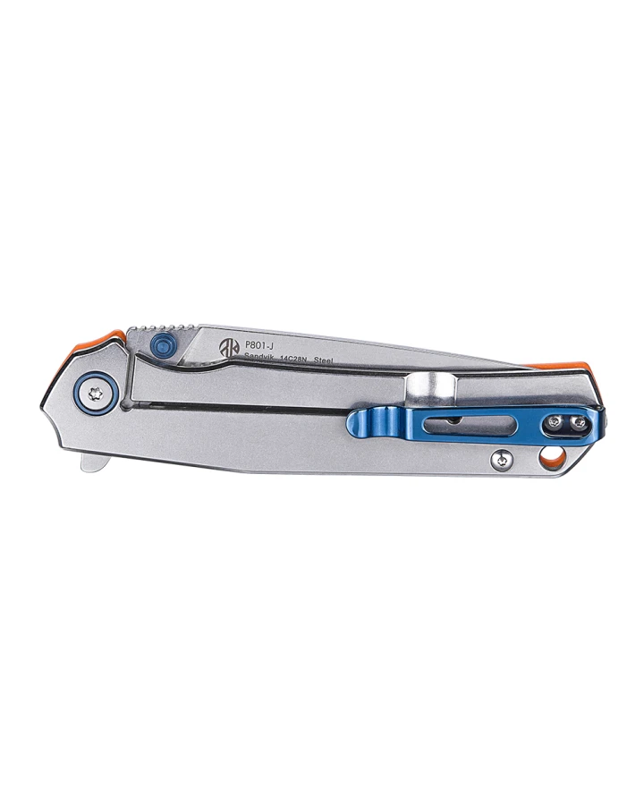 Ніж складаний туристичний Ruike P801-J, Sandvik 14C28N, G10, помаранчевий