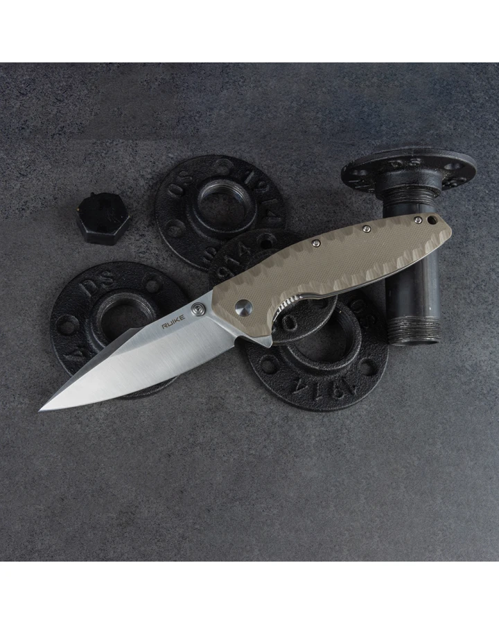 Ніж складаний туристичний Ruike P843-W, Sandvik 14C28N, G10, коричневий