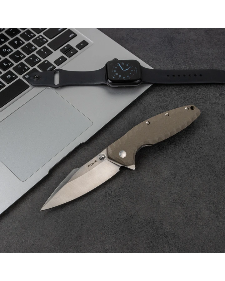 Ніж складаний туристичний Ruike P843-W, Sandvik 14C28N, G10, коричневий