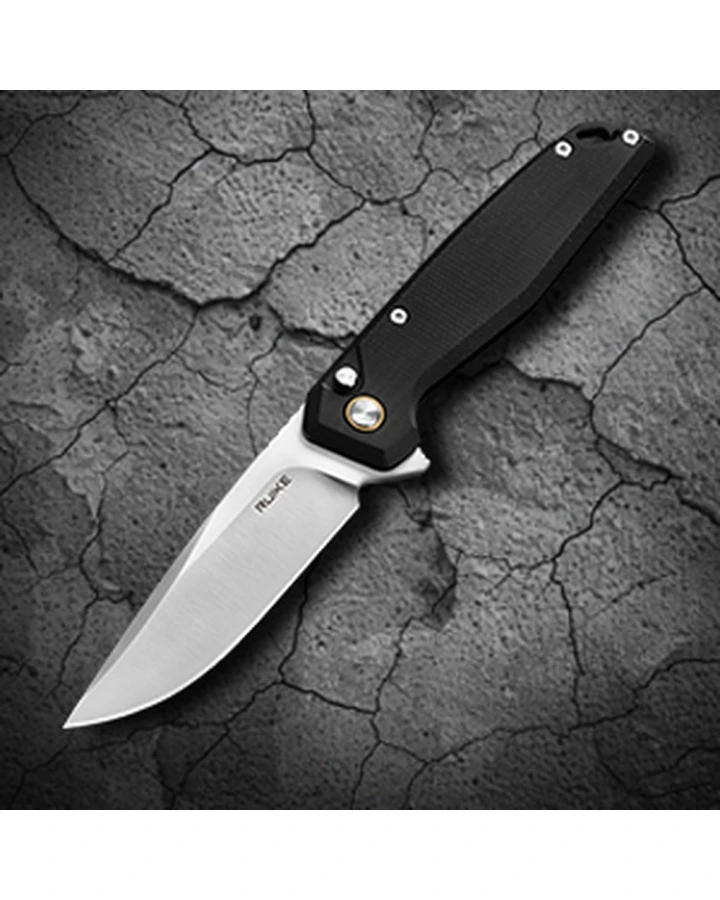 Ніж складаний туристичний Ruike P873-MB, Sandvik 14C28N, G10, чорний