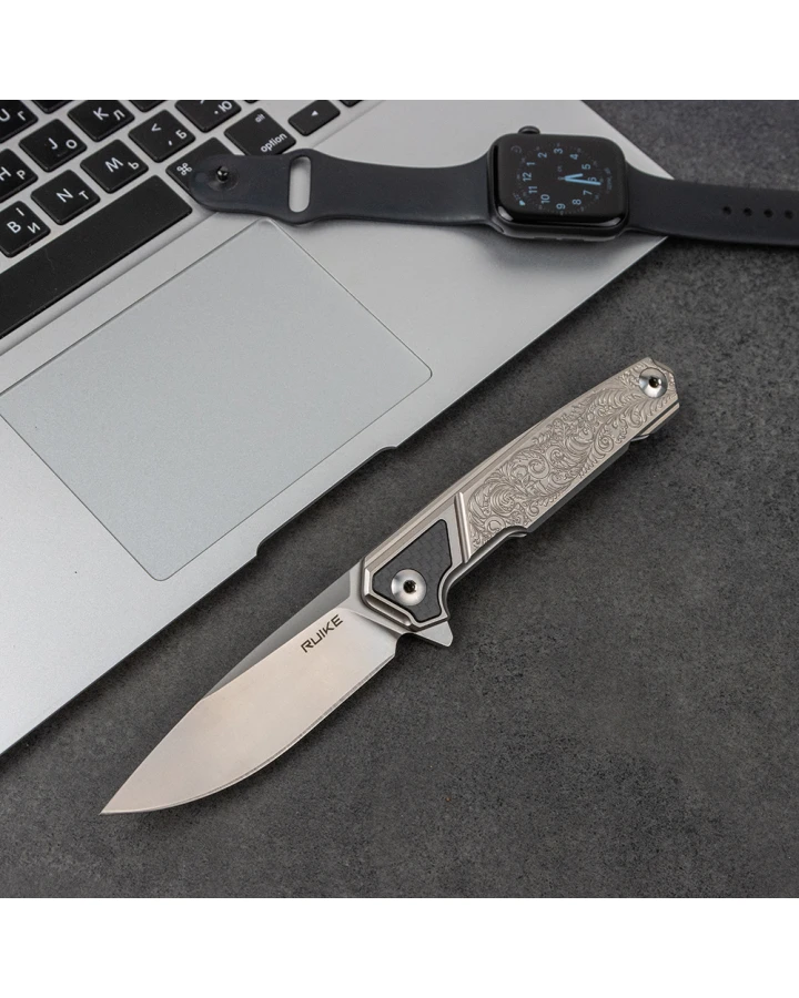 Ніж складаний туристичний Ruike P875-SZ, Sandvik 14C28N, сталь, сірий