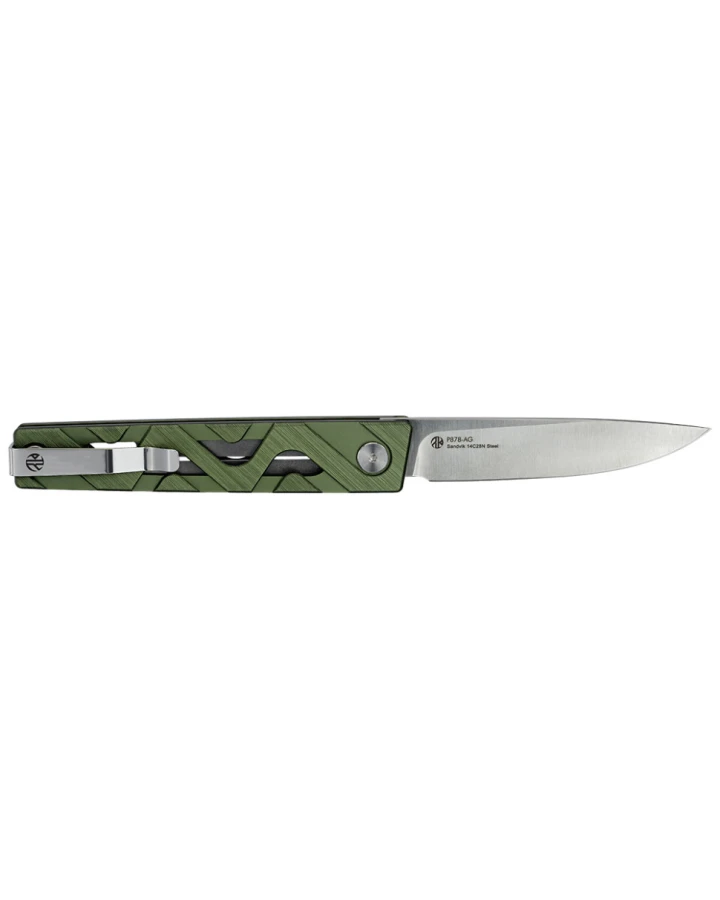 Ніж складаний туристичний Ruike P878-AG, Sandvik 14C28N, алюміній, зелений