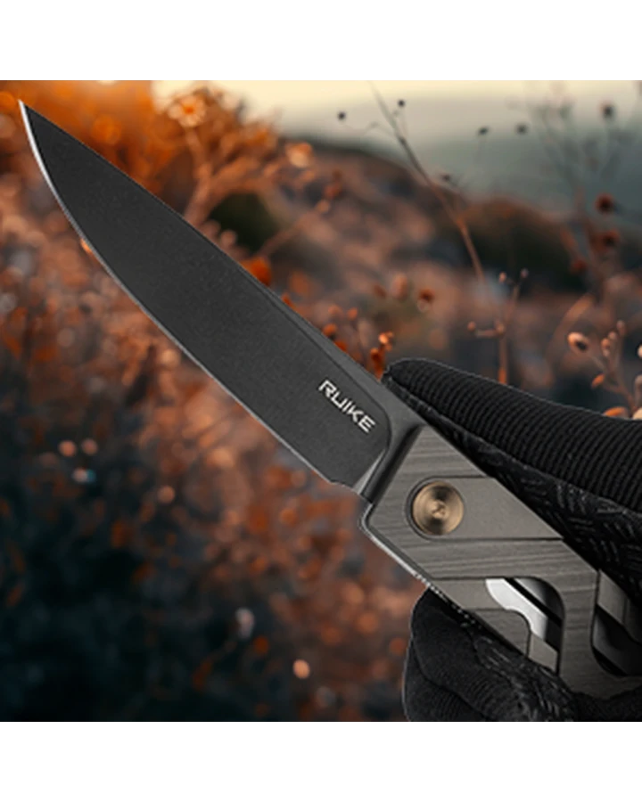 Ніж складаний туристичний Ruike P878-AK, Sandvik 14C28N, алюміній, сірий