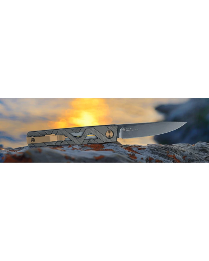 Ніж складаний туристичний Ruike P878-AK, Sandvik 14C28N, алюміній, сірий