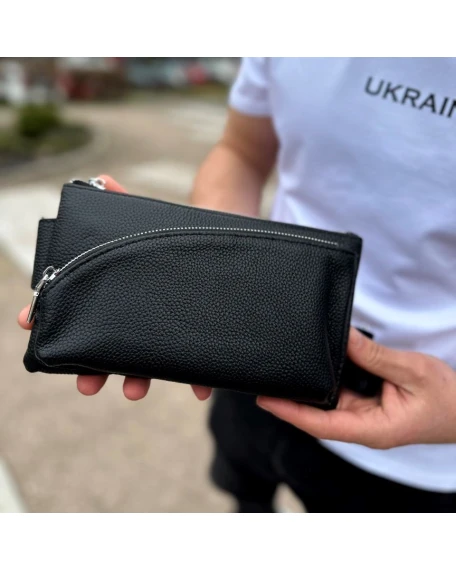 Поясна сумка-бананка з натуральної шкіри Tiding Bag TD-54928, 14×25×8 см, чорна