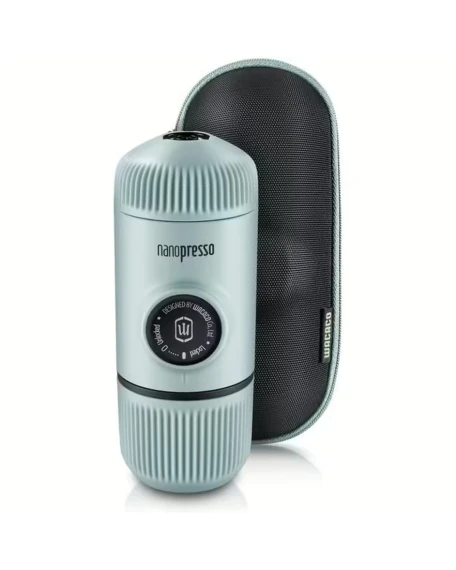 Портативна еспресо-кавоварка Wacaco Nanopresso блакитна з чохлом, механічна, для меленої кави