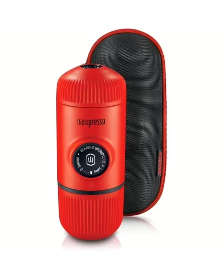Портативна еспресо-кавоварка Wacaco Nanopresso червона з чохлом, механічна, для меленої кави