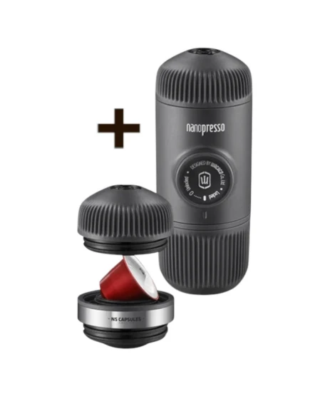 Портативна еспресо-кавоварка Wacaco Nanopresso з адаптером для капсул, механічна, для меленої кави