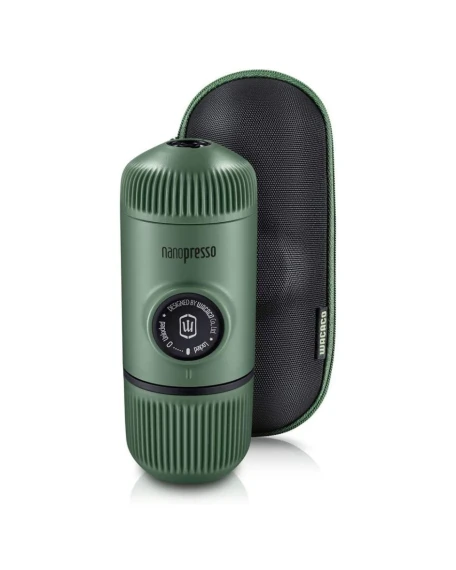 Портативна еспресо-кавоварка Wacaco Nanopresso зелена з чохлом, механічна, для меленої кави