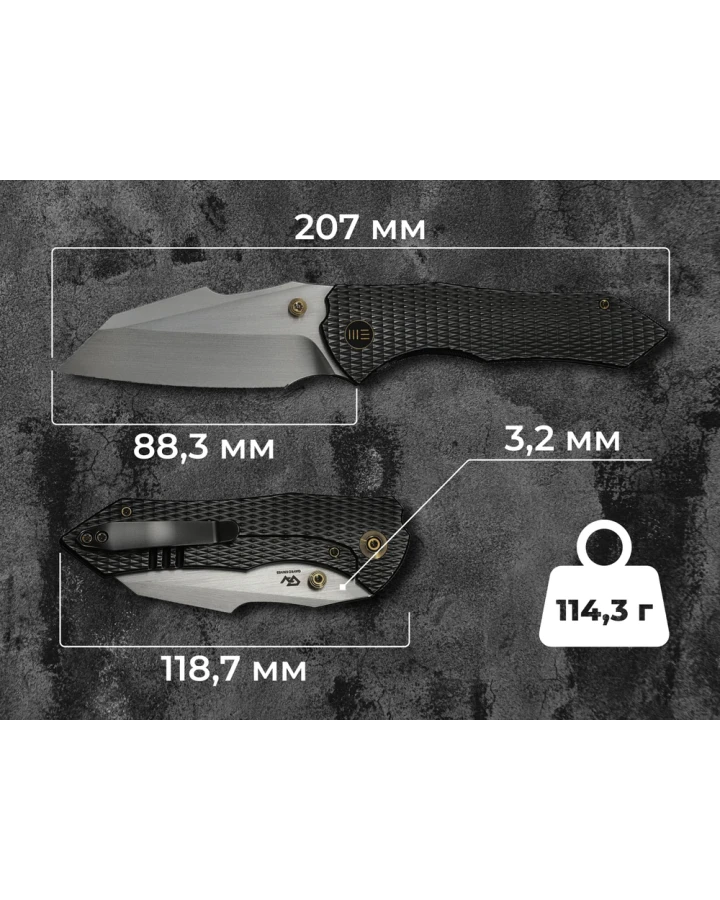 Ніж складаний Weknife High-Fin XL WE24010-6, CPM-20CV, титан, сірий