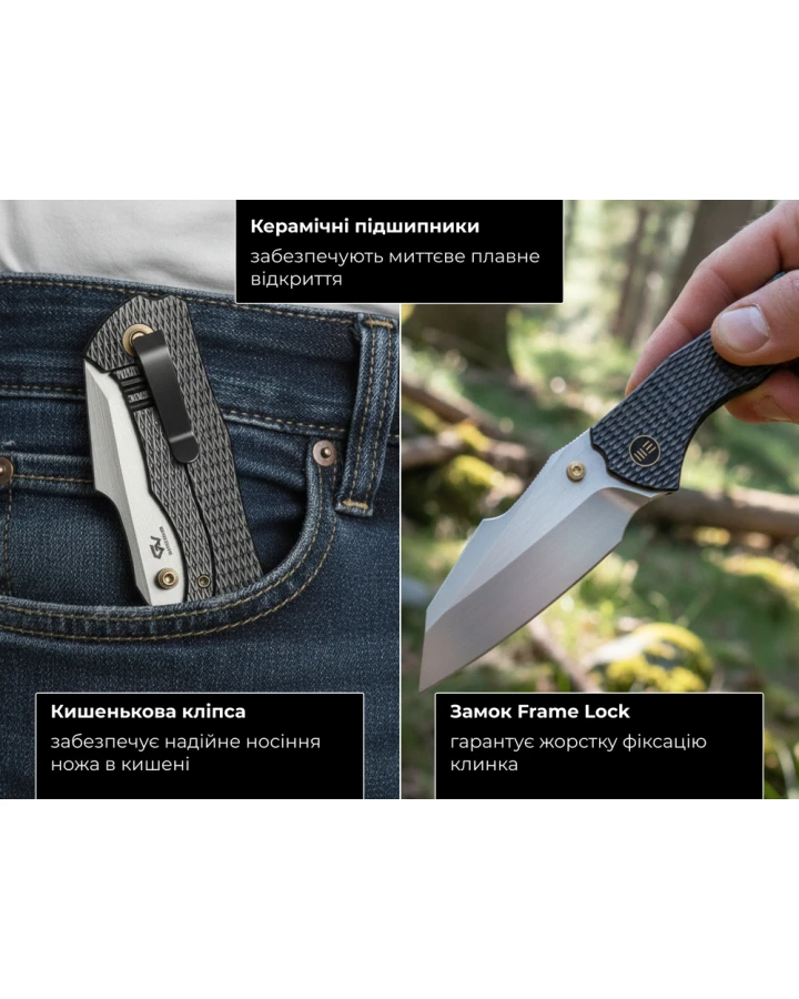 Ніж складаний Weknife High-Fin XL WE24010-6, CPM-20CV, титан, сірий