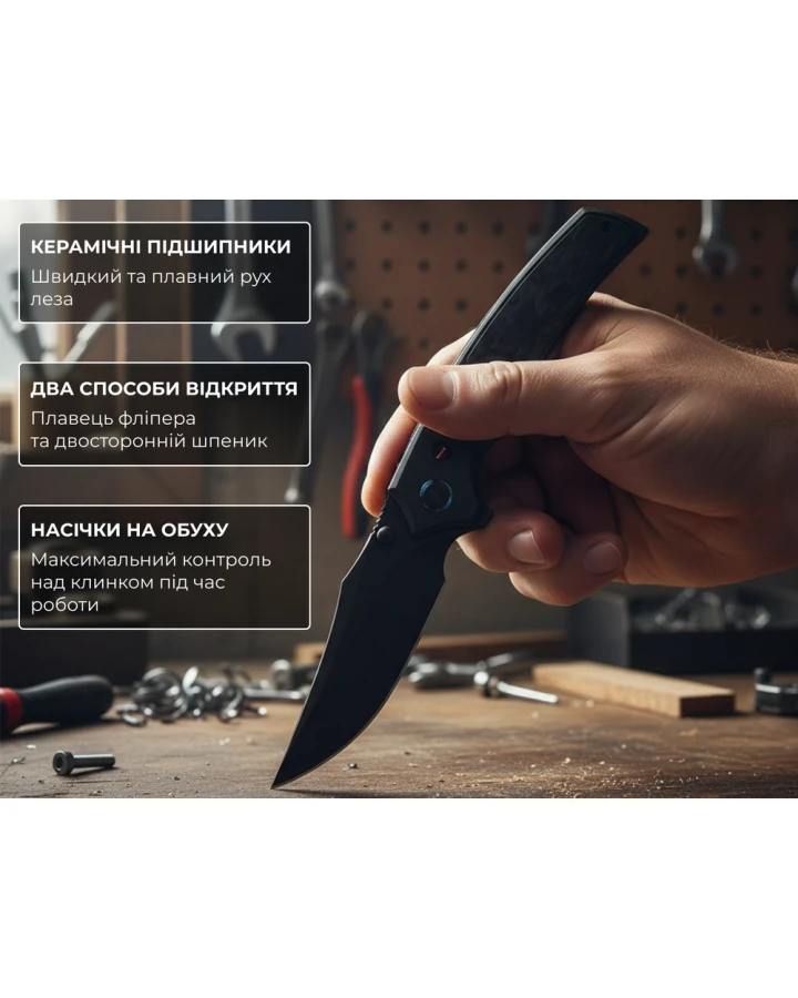 Ніж складаний Weknife Skynix WE24087-1, Bohler M390, титан, чорний