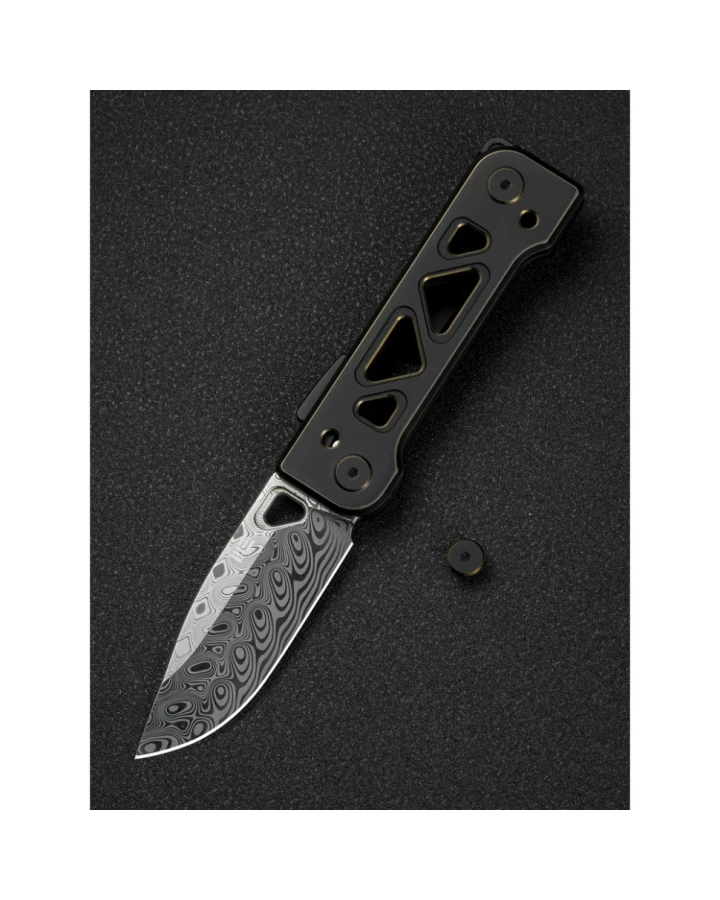 Ніж складаний Weknife Tyro WE24001-DS1, Дамаська сталь, титан, чорний