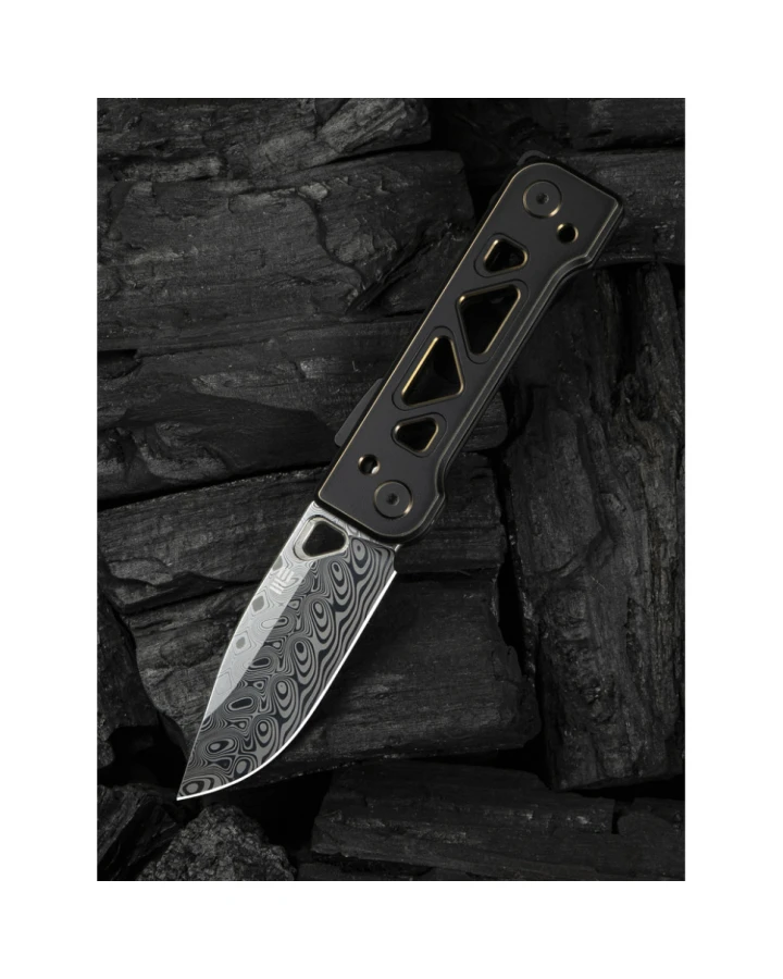 Ніж складаний Weknife Tyro WE24001-DS1, Дамаська сталь, титан, чорний
