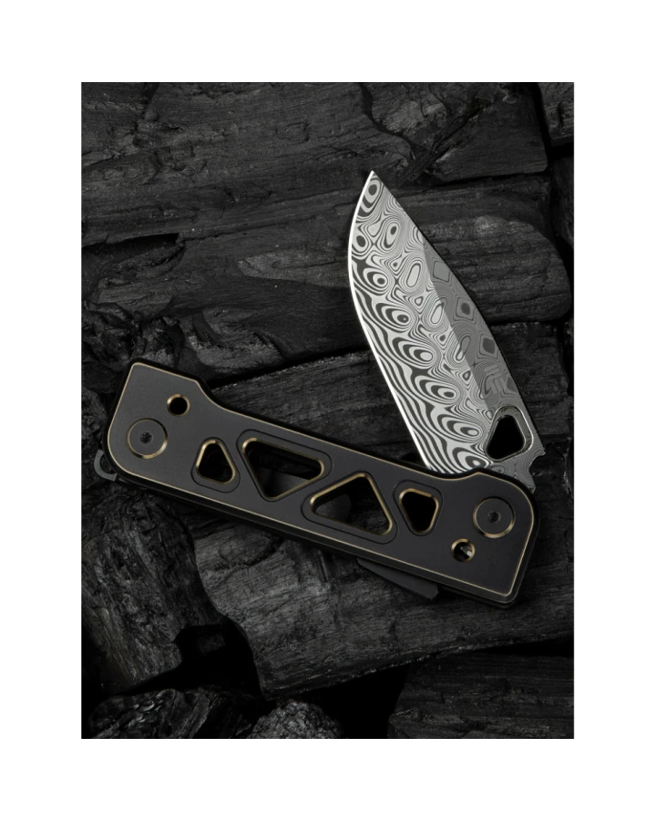 Ніж складаний Weknife Tyro WE24001-DS1, Дамаська сталь, титан, чорний