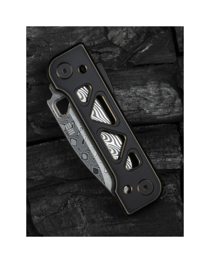Ніж складаний Weknife Tyro WE24001-DS1, Дамаська сталь, титан, чорний