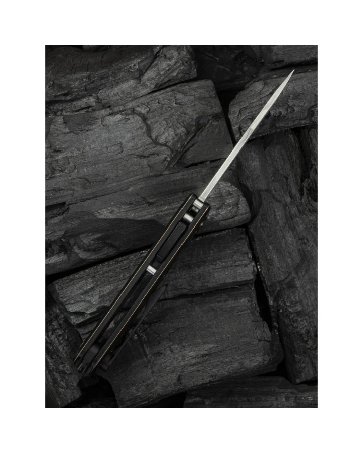 Ніж складаний Weknife Tyro WE24001-DS1, Дамаська сталь, титан, чорний