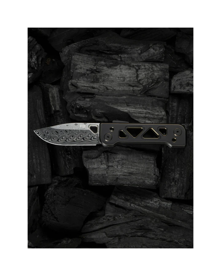 Ніж складаний Weknife Tyro WE24001-DS1, Дамаська сталь, титан, чорний