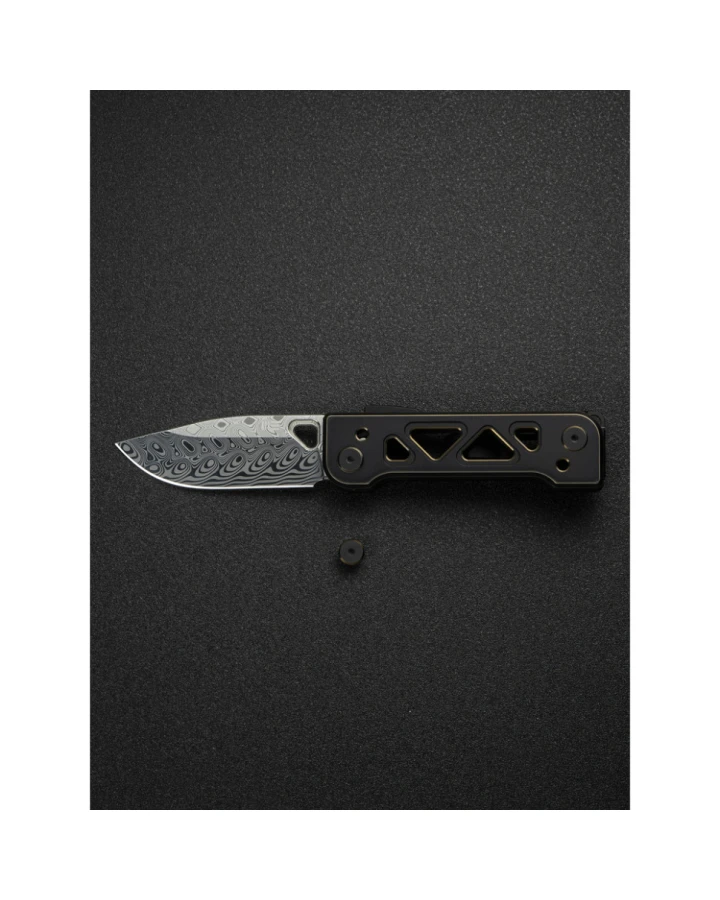 Ніж складаний Weknife Tyro WE24001-DS1, Дамаська сталь, титан, чорний