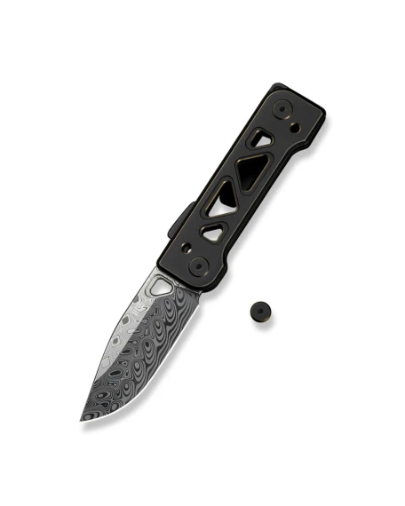 Ніж складаний Weknife Tyro WE24001-DS1, Дамаська сталь, титан, чорний
