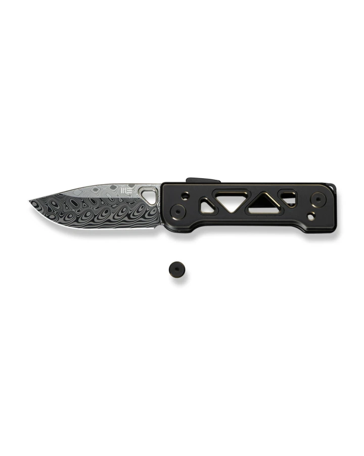 Ніж складаний Weknife Tyro WE24001-DS1, Дамаська сталь, титан, чорний