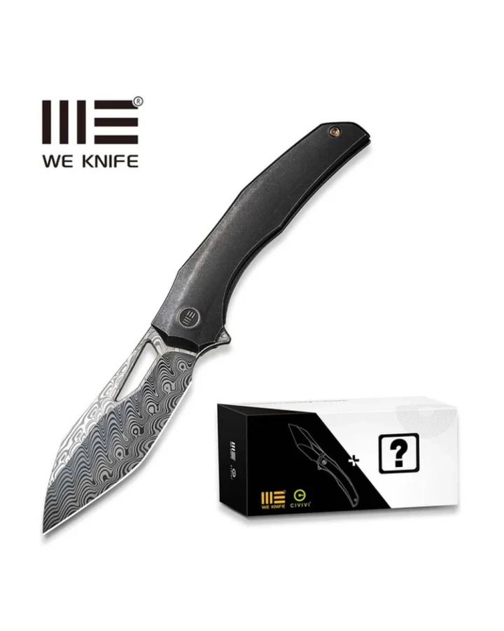 Ніж складаний Weknife WE22042B-DS1 MB, Дамаська сталь, титан, чорний