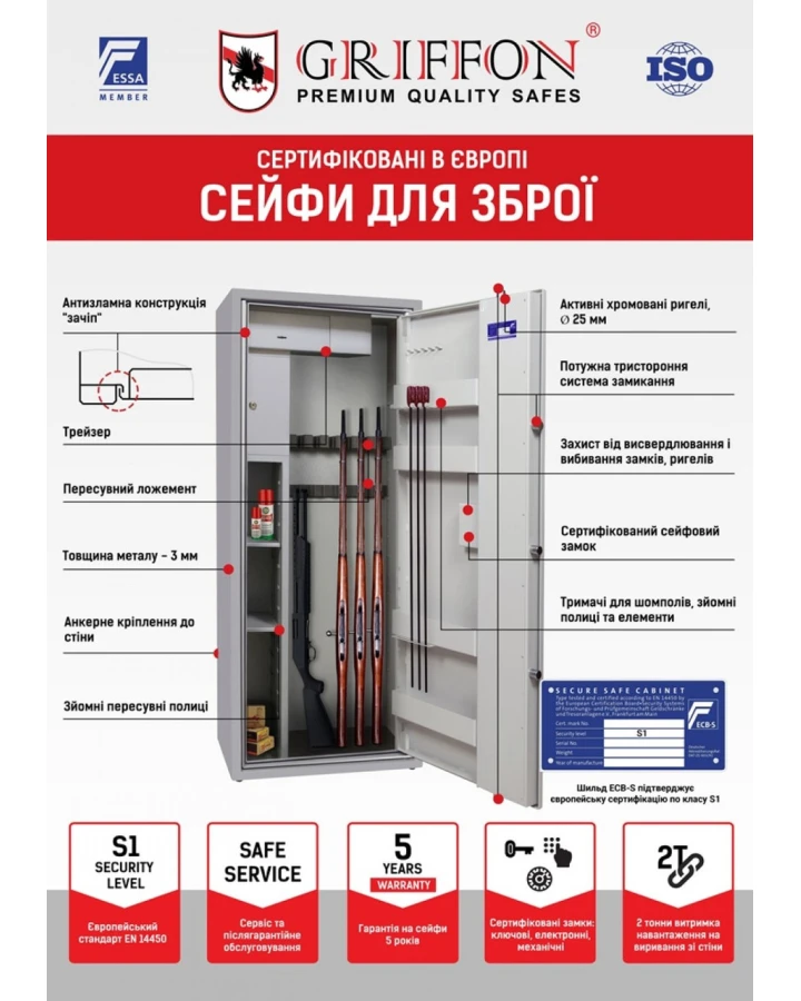 Сейф GRIFFON GE.450.E.L чорний CR — зроблено в Україні