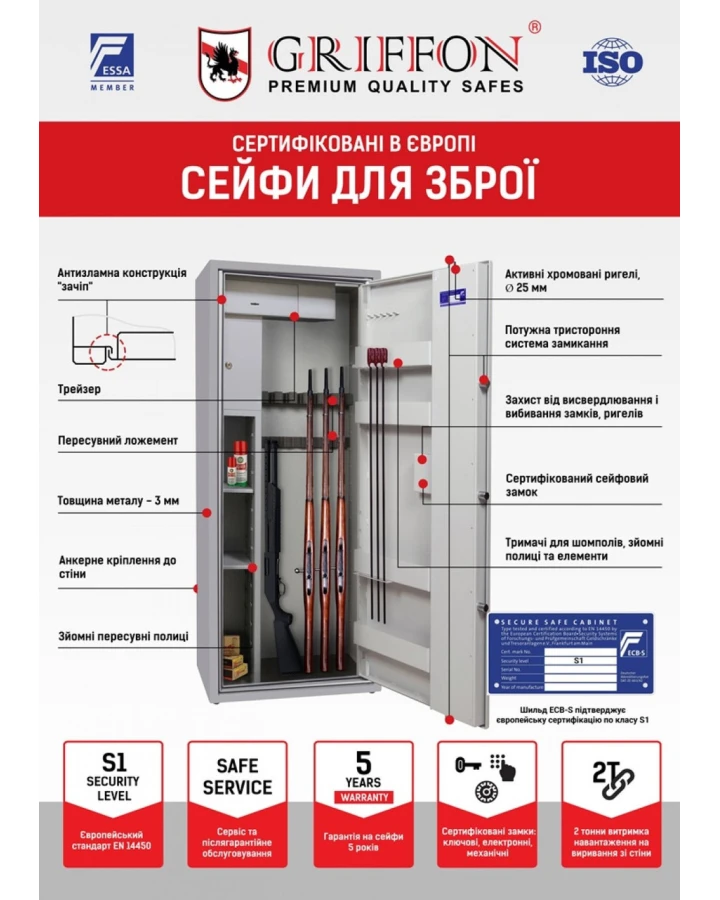 Надійний чорний сейф GRIFFON GE.450.K.L CR — Україна